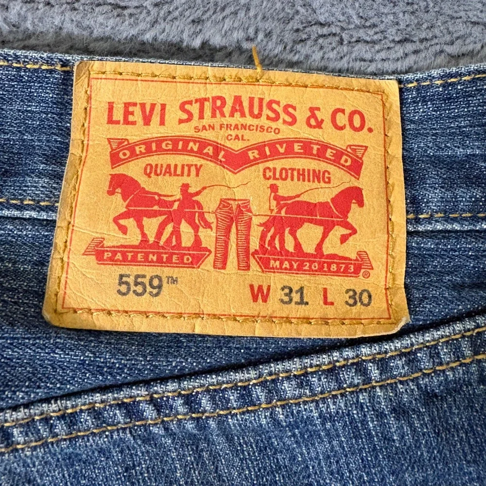 Levis 559 Mens Relaxed Straight Leg Jeans Medium Wash Blue 31x30 Cotton AQ494